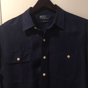 Ralph Lauren Linen silk blend navy blue shirt